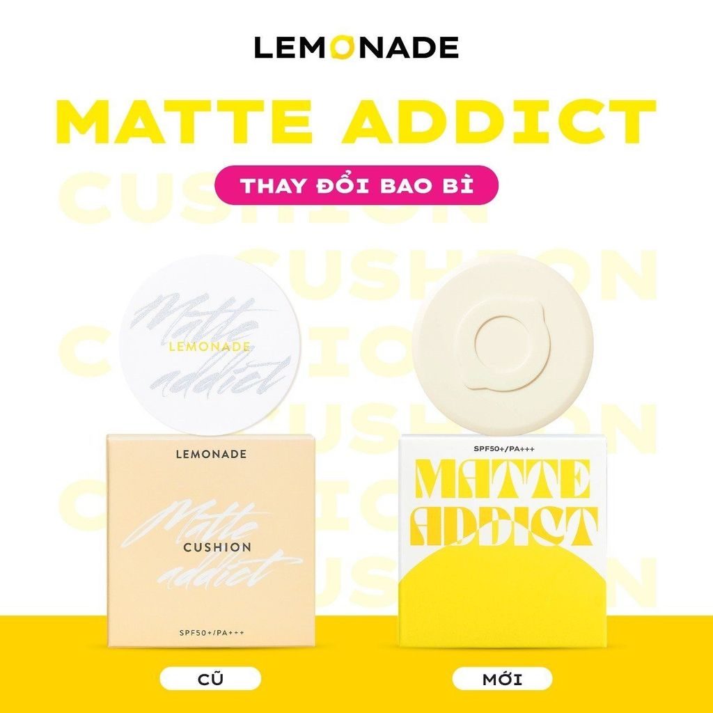 Phấn Nước Trang Điểm Cho Lớp Nền Mỏng Nhẹ, Lâu Trôi Lemonade Matte Addict Cushion 15g SPF50+/PA+++