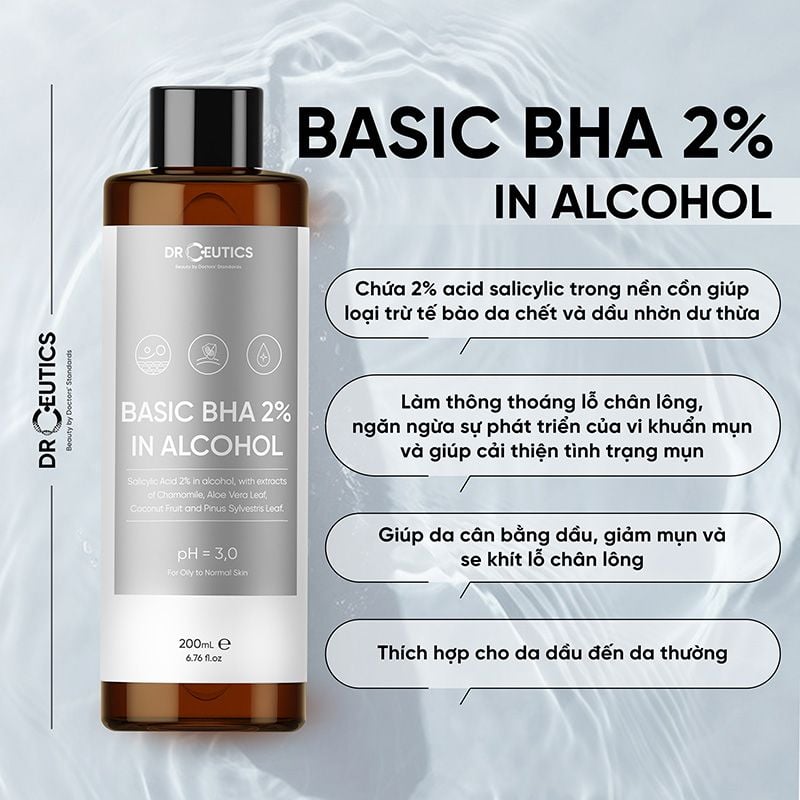 Dung Dịch Tẩy Tế Bào Chết Da DrCeutics Nền Cồn Basic BHA 2% In Alcohol