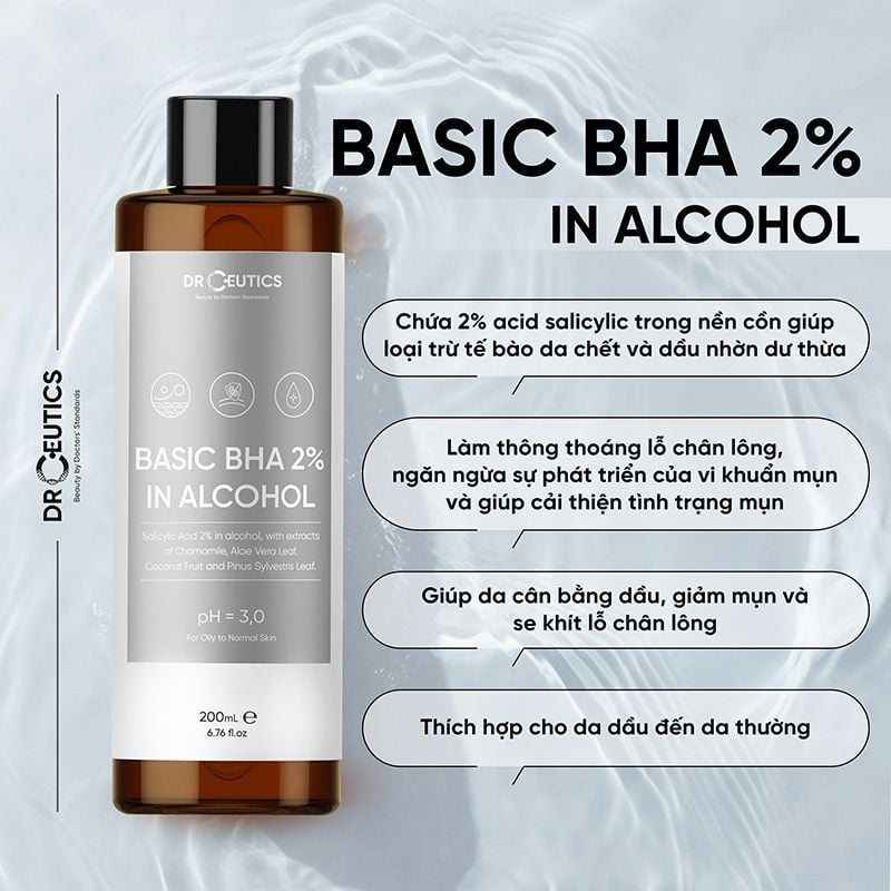 Dung Dịch Tẩy Tế Bào Chết Da Nền Cồn DrCeutics Basic BHA 2% In Alcohol 100ml