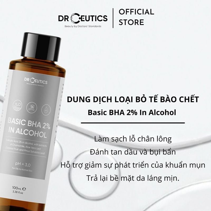 Dung Dịch Tẩy Tế Bào Chết Da Nền Cồn DrCeutics Basic BHA 2% In Alcohol 100ml