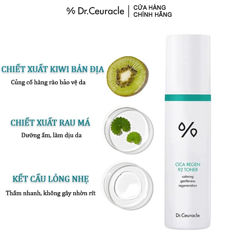 Nước Hoa Hồng Dr.Ceuracle Cấp Ẩm, Làm Đều Màu Da Cica Regen 92 Toner 120ml