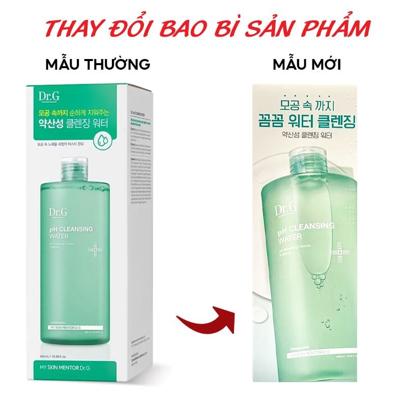 Nước Tẩy Trang Dịu Nhẹ, Cấp Ẩm, Làm Sạch Sâu Dr.G pH Cleansing Water 490ml