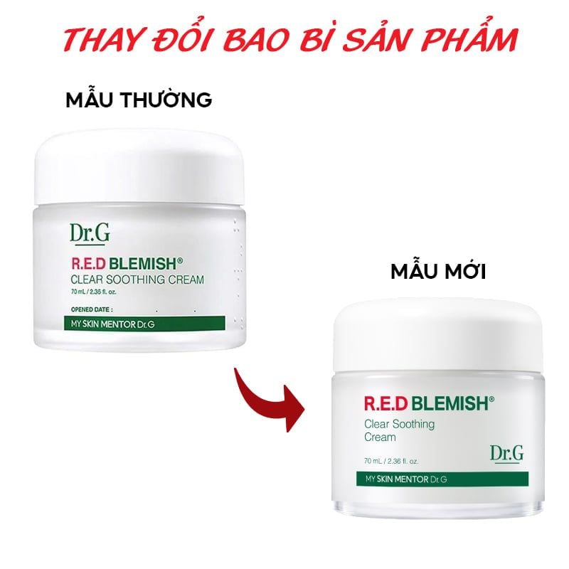 Kem Dưỡng Ẩm Dr.G Làm Dịu Da, Hỗ Trợ Phục Hồi, Giảm Đỏ Da R.E.D Blemish Clear Soothing Cream 70ml
