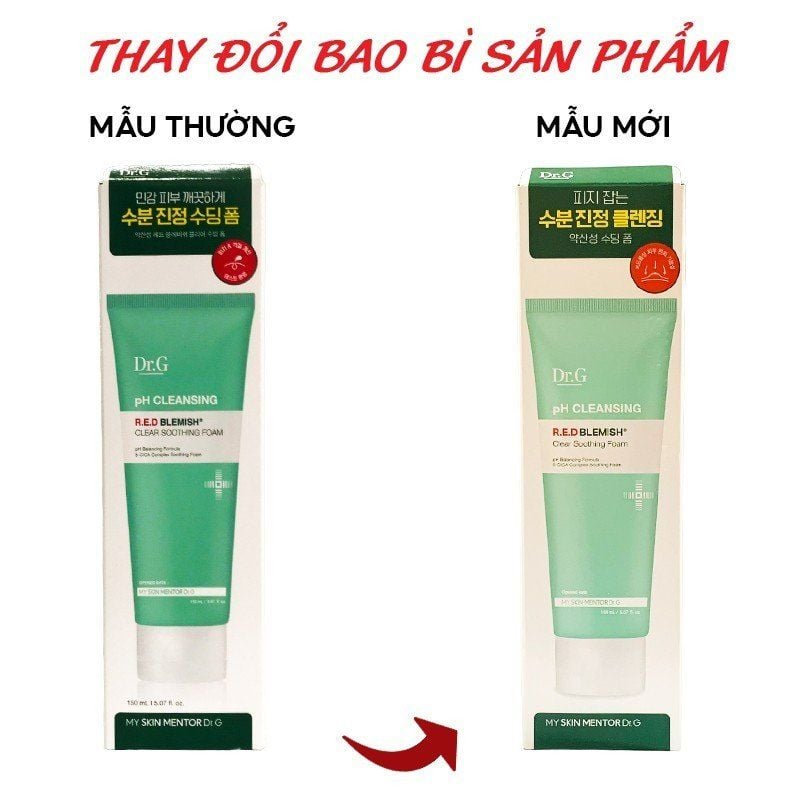 Sữa Rửa Mặt Làm Sạch Sâu, Hỗ Trợ Ngăn Ngừa Mụn Dành Cho Da Mụn, Nhạy Cảm Dr.G R.E.D Blemish Clear Soothing Foam 150ml