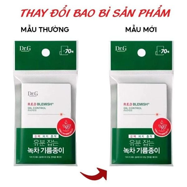 [70 tờ] Giấy Thấm Dầu Dr.G Hỗ Trợ Kiểm Soát Dầu Nhờn Dành Cho Da Nhạy Cảm R.E.D Blemish Oil Control Paper 