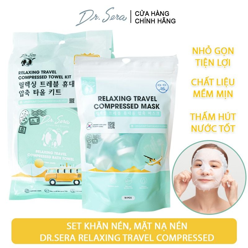 Set Khăn Nén, Set Mặt Nạ Nén Mềm Mịn Dr.Sera Relaxing Travel Compressed