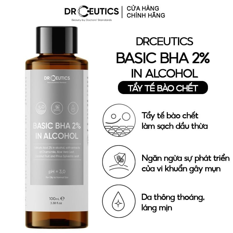 Dung Dịch Tẩy Tế Bào Chết Da DrCeutics Nền Cồn Basic BHA 2% In Alcohol