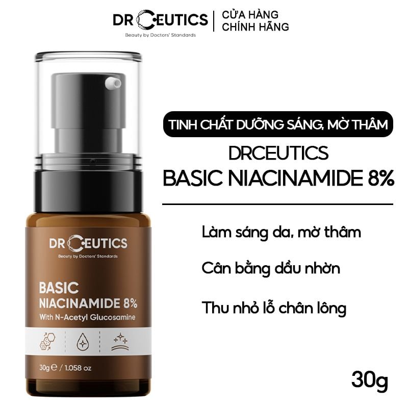 Serum DrCeutics Giảm Thâm, Sáng Da & Kiềm Dầu DrCeutics Basic Niacinamide 8% 30g