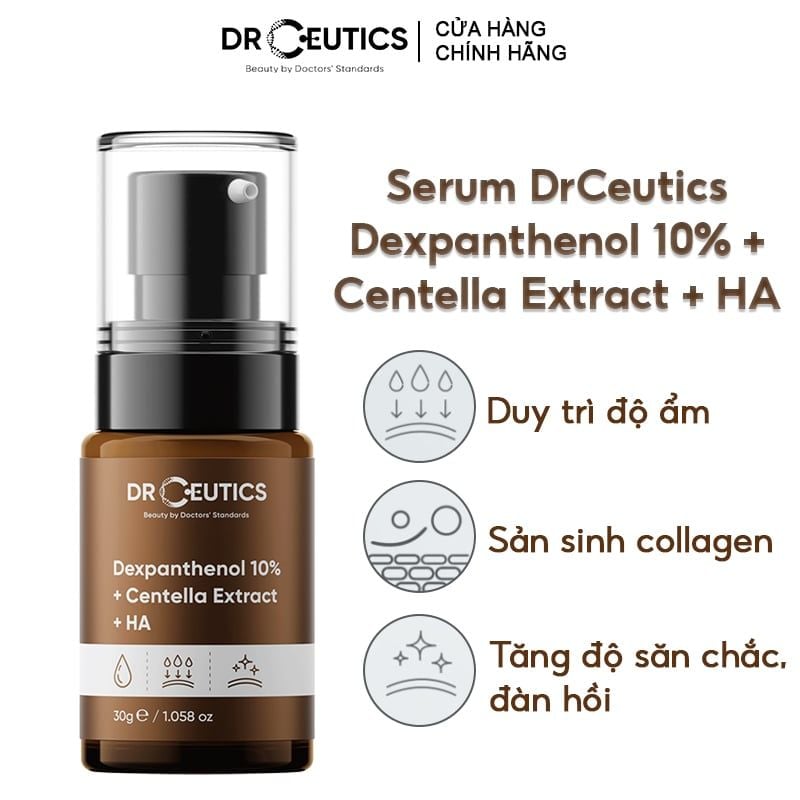 Serum DrCeutics Tinh Chất Dưỡng Cấp Ẩm, Làm Dịu Da DrCeutics Dexpanthenol 10% + Centella Extract + HA 30g