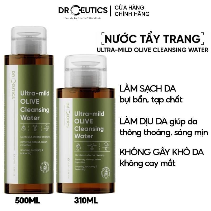 Nước Tẩy Trang DrCeutics Làm Sạch Dịu Nhẹ, Cấp Ẩm Ultra-mild Olive Cleansing Water