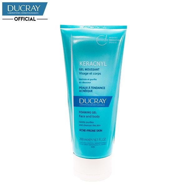 Sữa Rửa Mặt Ducray Dạng Gel Cho Da Nhờn Mụn Keracnyl Foaming Gel Innovation Myrtacine 200ml