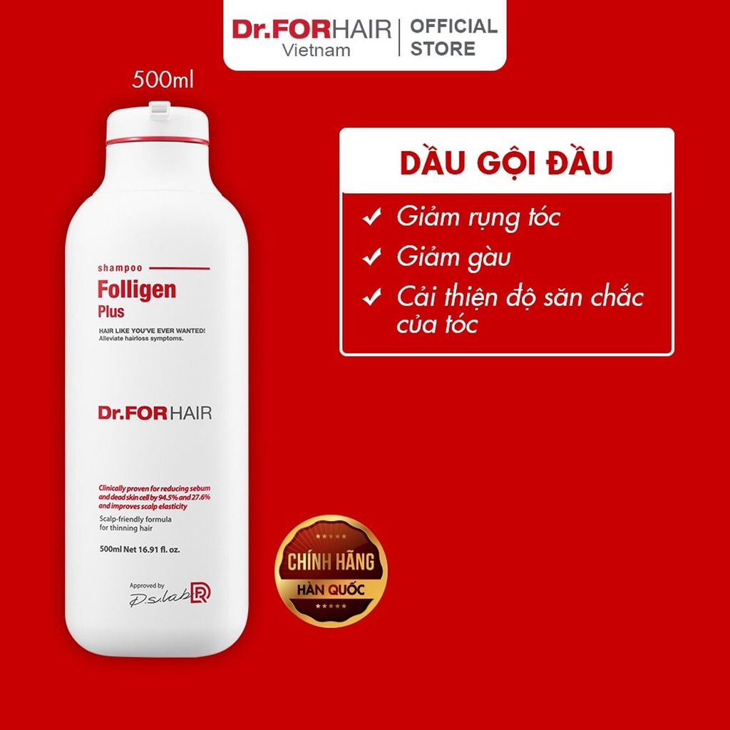 Dầu Gội Dr.FORHAIR Hỗ Trợ Giảm Rụng Tóc, Giảm Dầu Folligen Plus Shampoo 500ml
