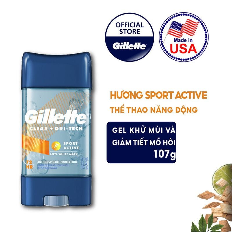 Lăn Khử Mùi Hỗ Trợ Giảm Tiết Mồ Hôi Dạng Gel Gillette Clear + Dri-Tech Anti-Perspirant 107g (Che tên sản phẩm khi giao hàng)