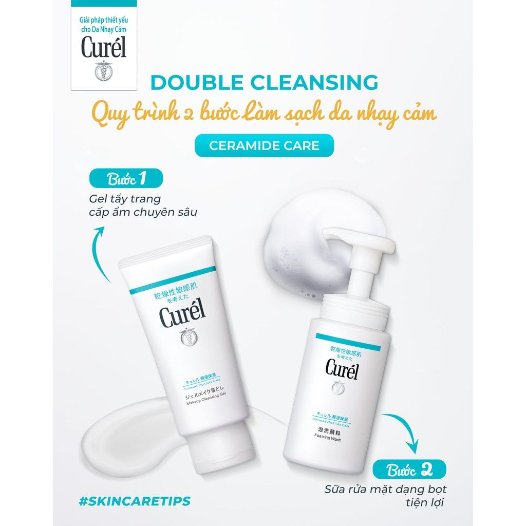 Sữa Rửa Mặt Curél Dạng Bọt Cấp Ẩm Chuyên Sâu Intensive Moisture Care Foaming Facial Wash 150ml