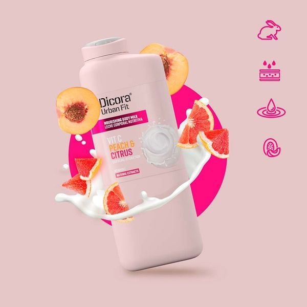  [400ml] Sữa Dưỡng Thể Dicora Urban Fit Hương Cam Quýt Và Đào Body Milk Vitamin C Citrics & Peach 
