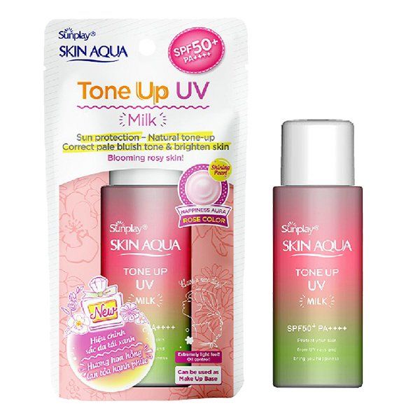 Sữa Chống Nắng Hiệu Chỉnh Sắc Da Sunplay Skin Aqua Tone Up UV Milk Happiness Aura - Rose SPF50+/PA++++ 50g