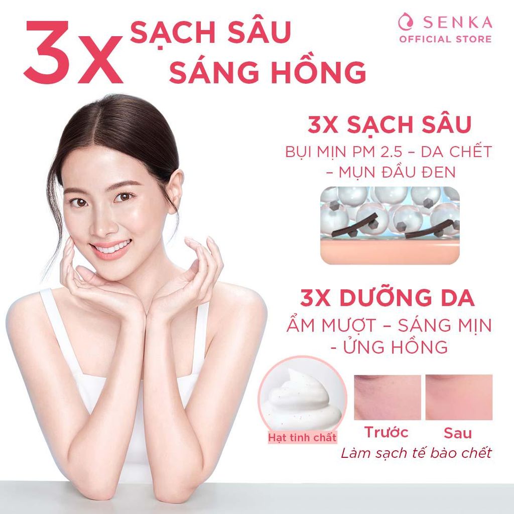 Sữa Rửa Mặt Làm Sạch Sâu, Sáng Hồng Senka Perfect Whip Berry Bright 100g