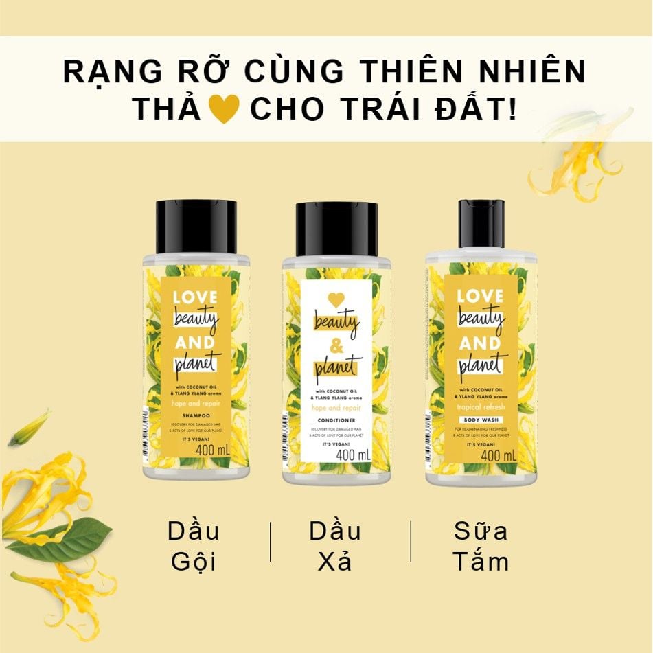 Dầu Xả Love Beauty And Planet Hỗ Trợ Phục Hồi Tóc Hư Tổn Hope And Repair Conditioner 400ml