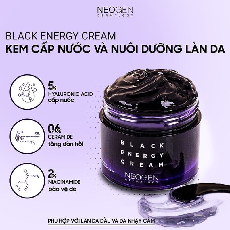 Kem Dưỡng Cấp Nước, Cải Thiện Nếp Nhăn Cho Da Dầu Và Da Nhạy Cảm Neogen Black Energy Cream 80ml