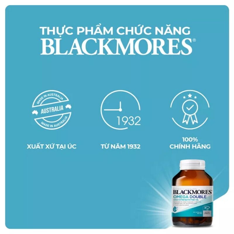 [90 Viên/Lọ] Viên Uống Dầu Cá Hỗ Trợ Thị Lực, Làm Đẹp Da Blackmores Omega Double High Strength Fish Oil