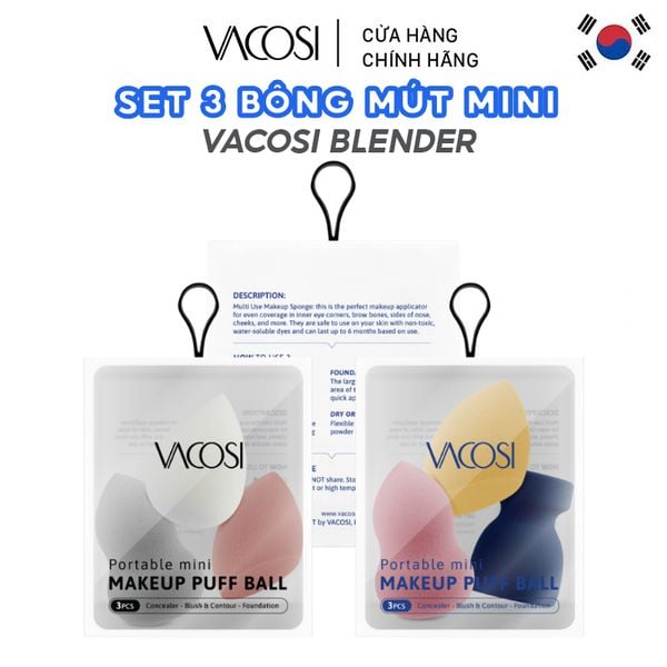  Set 3 Mini Bông Mút Trang Điểm Vacosi Mini Blender 