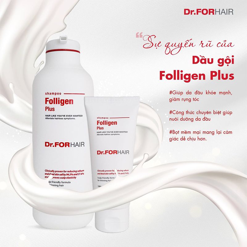 [100ml] Dầu Gội Giảm Rụng Tóc, Giảm Dầu Dr.FORHAIR Folligen Plus Shampoo