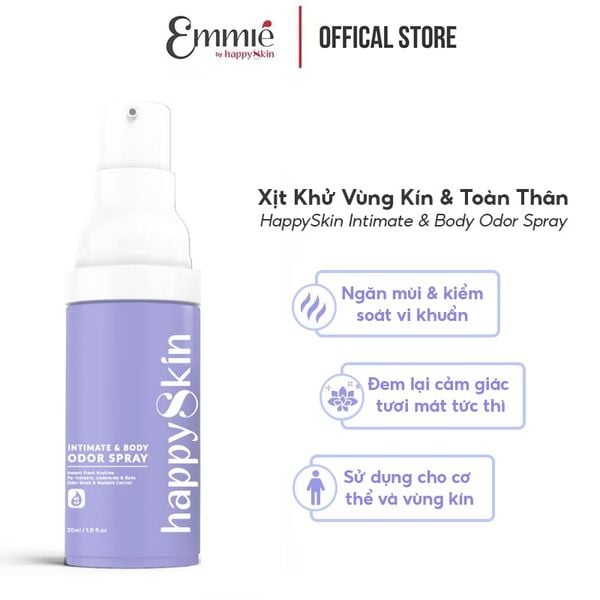Xịt Khử Vùng Kín & Toàn Thân Giúp Làm Sạch, Cấp Ẩm, Làm Dịu Da Emmié By Happy Skin Intimate & Body Odor Spray 30ml