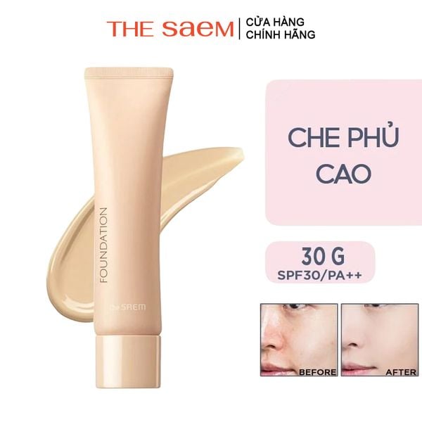 Kem Nền Che Phủ Tốt, Chiết Xuất Thiên Nhiên The Saem Airy Cotton Foundation SPF30/PA++
