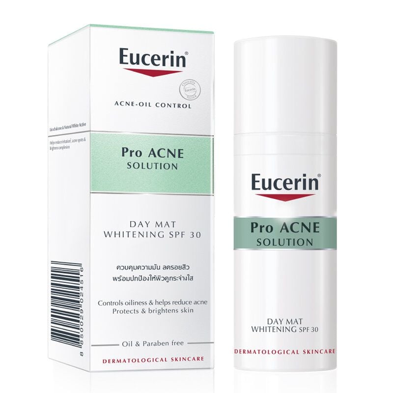 Kem Dưỡng Ban Ngày Cải Thiện Mụn, Hỗ Trợ Dưỡng Sáng Da Eucerin Acne-Oil Control Pro Acne Solution Day Matt Whitening Cream SPF 30 50ml