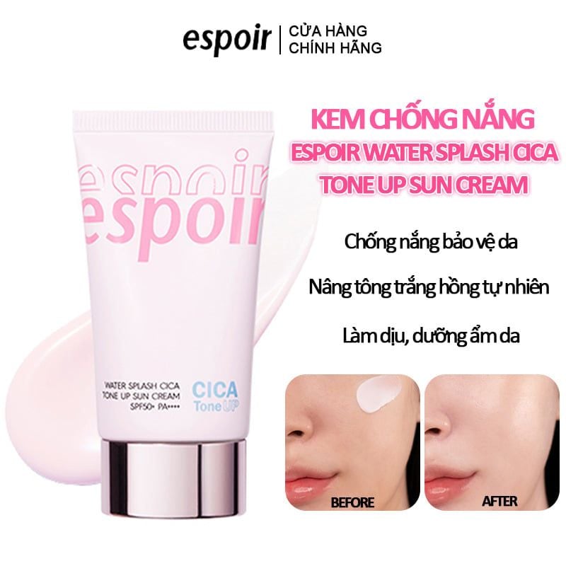 Kem Chống Nắng Espoir Nâng Tông Water Splash Cica Tone Up Sun Cream SPF50+ PA++++ 60ml