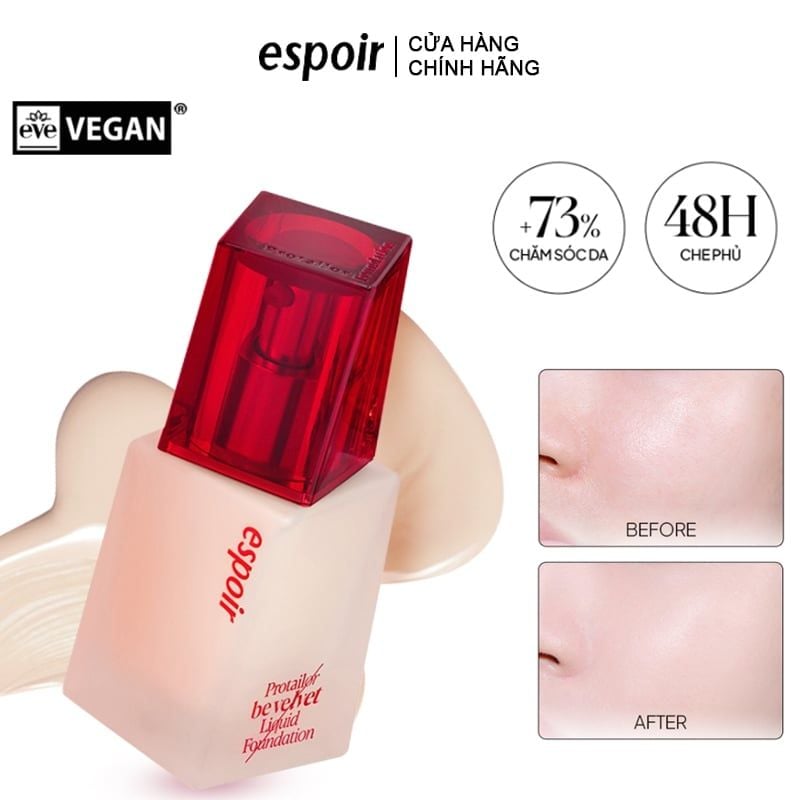 Kem Nền Thuần Chay, Che Phủ Tốt, Cấp Ẩm Espoir Pro Tailor Foundation Be Velvet SPF22 PA++ 30g