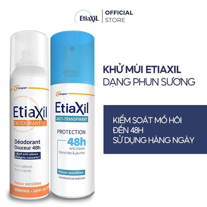 Xịt Khử Mùi Hằng Ngày Dạng Phun Sương Etiaxil Deodorant 48h Aérosol 150ml