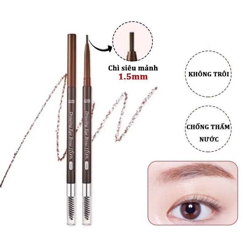 Chì Kẻ Mày Hai Đầu Siêu Mảnh Etude Drawing Eye Brow Slim 1.5mm - Màu 05