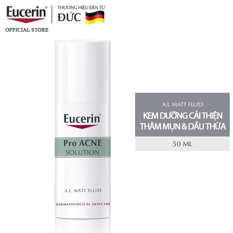 Kem Dưỡng Kiểm Soát Dầu, Cải Thiện Mụn Eucerin Acne-Oil Control Pro Acne Solution A.I Matt Fluid 50ml