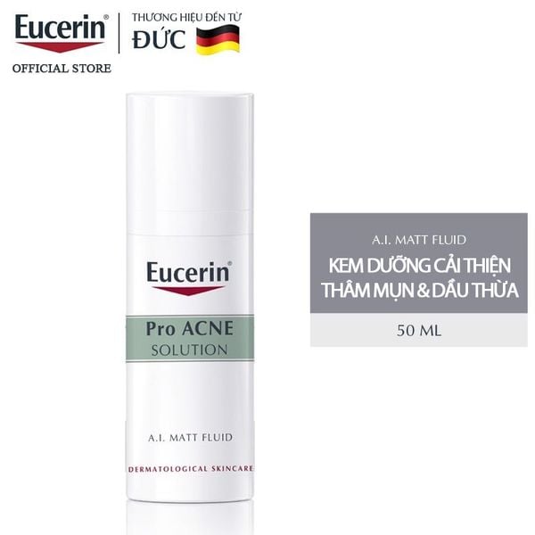  Kem Dưỡng Eucerin Kiểm Soát Dầu, Cải Thiện Mụn Acne-Oil Control Pro Acne Solution A.I Matt Fluid 50ml 