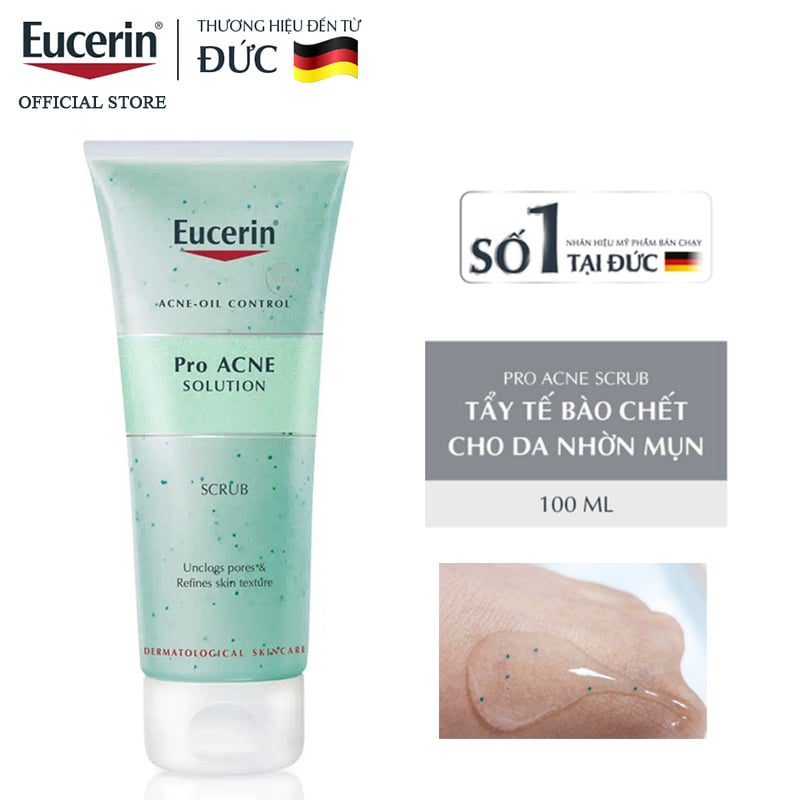 Tẩy Tế Bào Chết Eucerin Hỗ Trợ Giảm Dầu, Hạn Chế Mụn Acne-Oil Control Pro Acne Solution Scrub 100ml