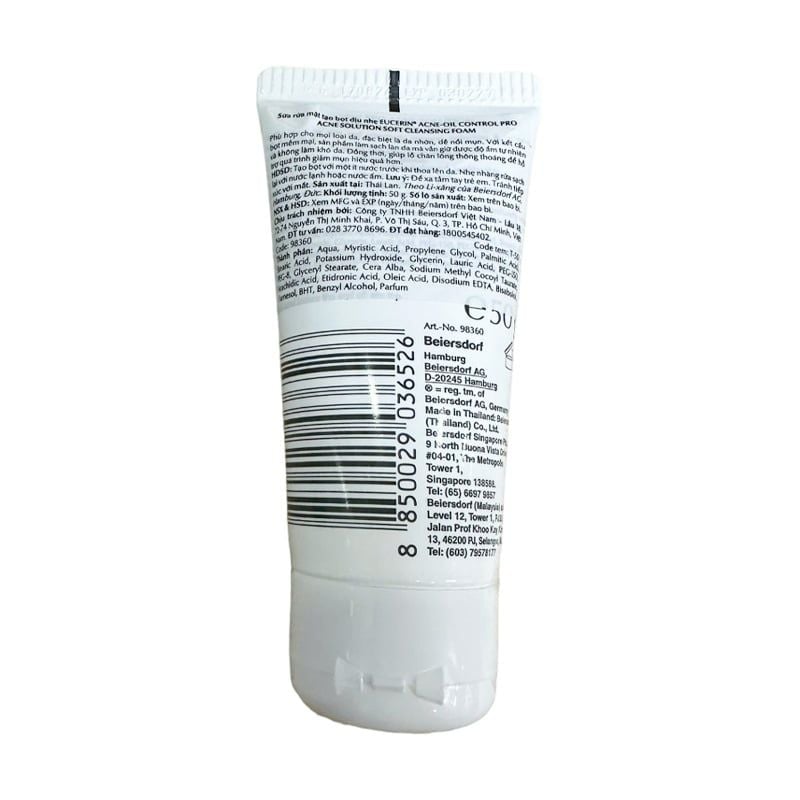 Sữa Rửa Măt Eucerin Tạo Bọt Kiềm Dầu, Hỗ Trợ Giảm Mụn Acne-Oil Control Pro Acne Solution Soft Cleansing Foam