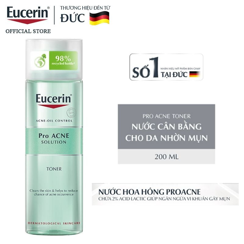 Nước Hoa Hồng Eucerin Dành Cho Da Mụn Acne-Oil Control Pro Acne Solution Toner 200ml