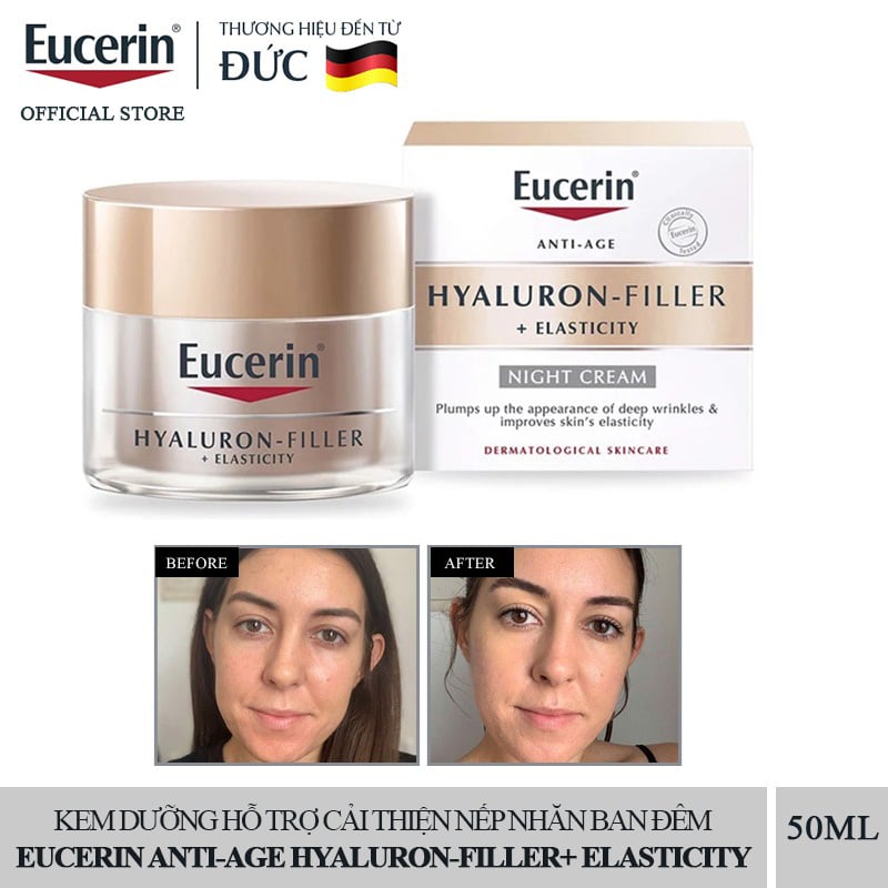 Kem Dưỡng Ban Đêm Eucerin Cải Thiện Nếp Nhăn Anti-age Hyaluron-filler+ Elasticity Night Cream 50ml