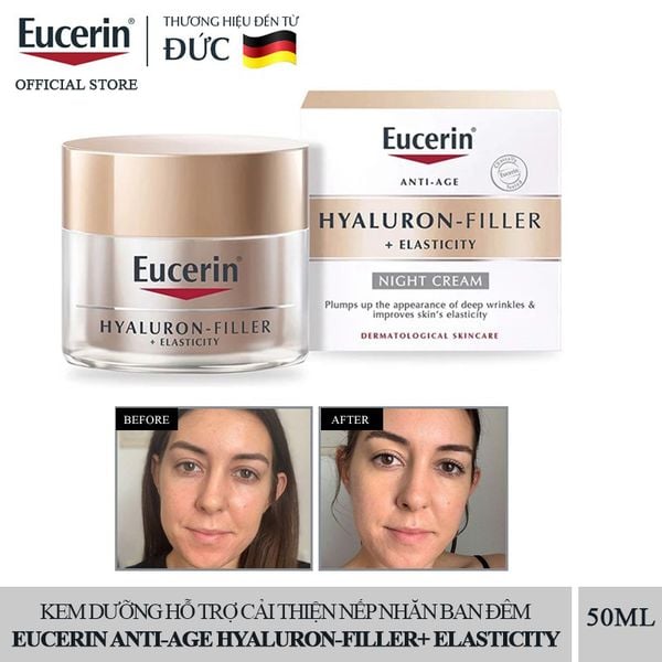 Kem Dưỡng Ban Đêm Eucerin Cải Thiện Nếp Nhăn Anti-age Hyaluron-filler+ Elasticity Night Cream 50ml 
