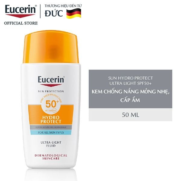  Kem Chống Nắng Eucerin Mỏng Nhẹ Cho Da Nhạy Cảm Hydro Ultra Light Fluid SPF 50+ 50ml 