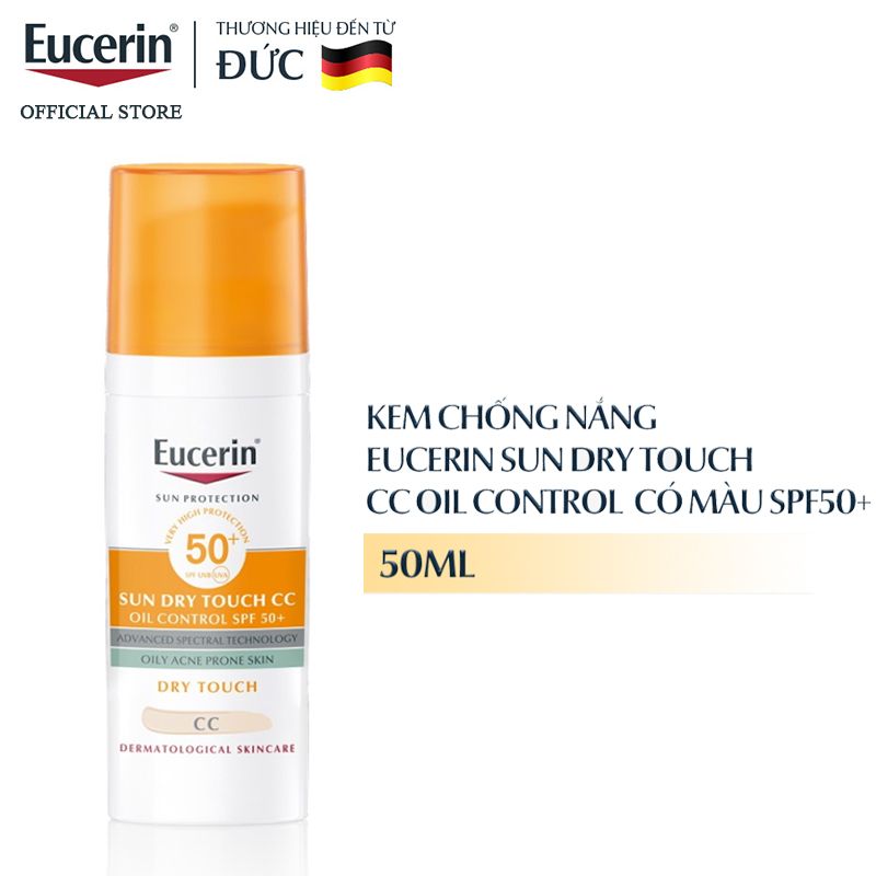 Kem Chống Nắng Kiểm Soát Dầu, Nâng Tông Tự Nhiên Eucerin Sun Dry Touch CC Oil Control SPF50+ 50ml