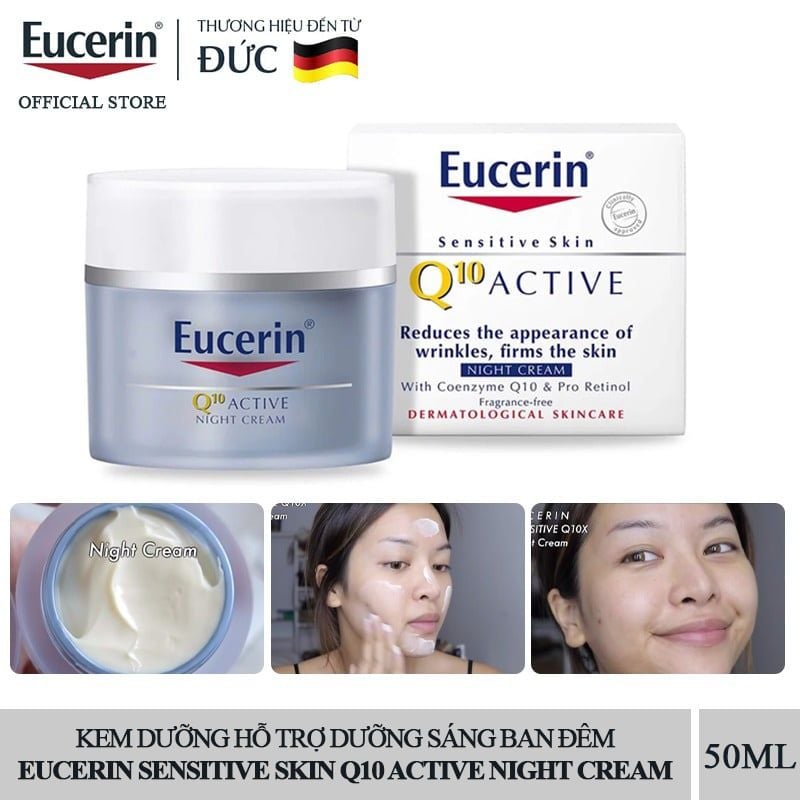 Kem Dưỡng Ban Đêm Eucerin Hạn Chế Lão Hóa Sensitive Skin Q10 Active Night Cream 50ml