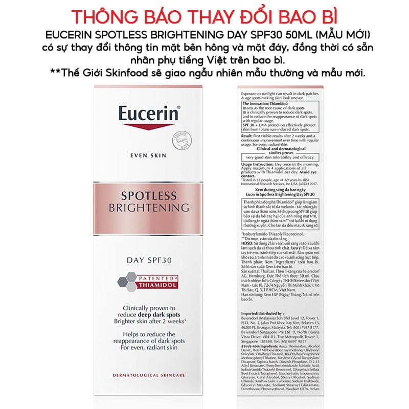 Kem Dưỡng Eucerin Hỗ Trợ Sáng Da Ban Ngày Spotless Brightening Day SPF30 50ml