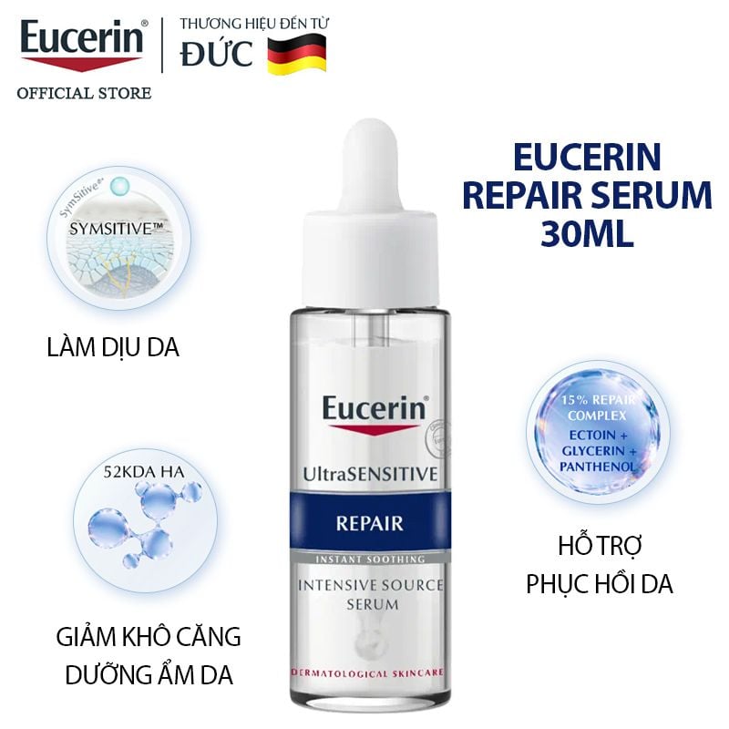 Serum Tinh Chất Dưỡng Hỗ Trợ Phục Hồi Da Nhạy Cảm Eucerin UltraSENSITIVE Repair Serum 30ml