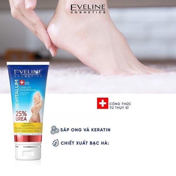  Kem Dưỡng Da Chân Eveline Cosmetics Dưỡng Ẩm & Làm Mềm Gót Chân Revitalum 75ml 