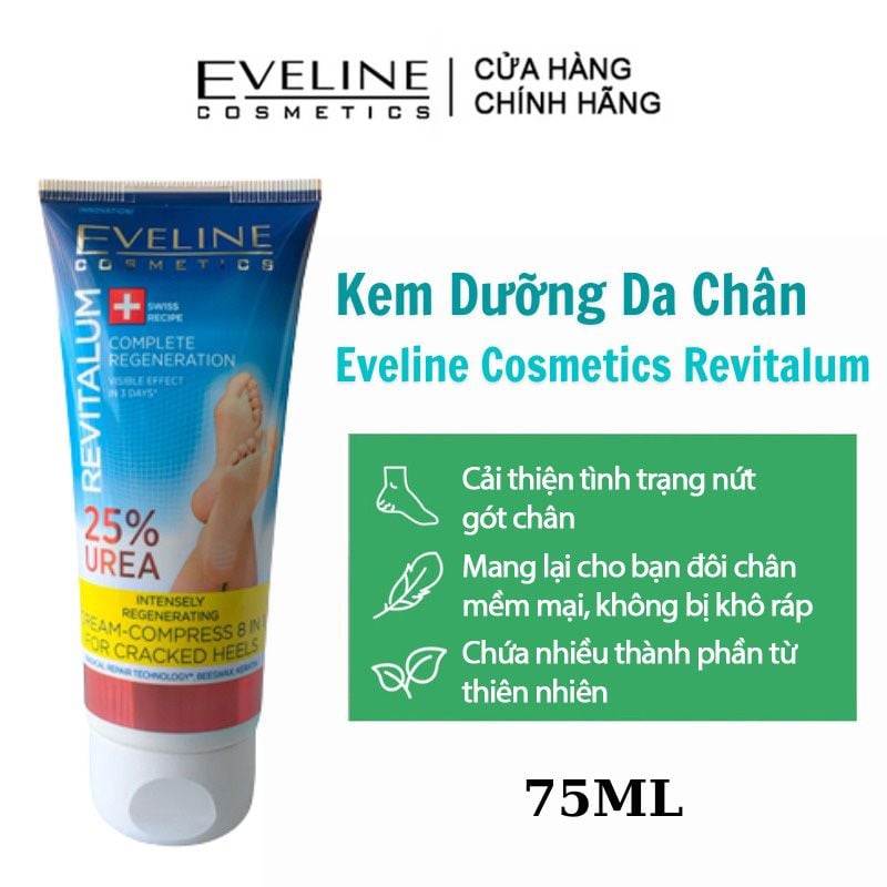 Kem Dưỡng Da Chân Dưỡng Ẩm & Làm Mềm Gót Chân Eveline Cosmetics Revitalum 75ml