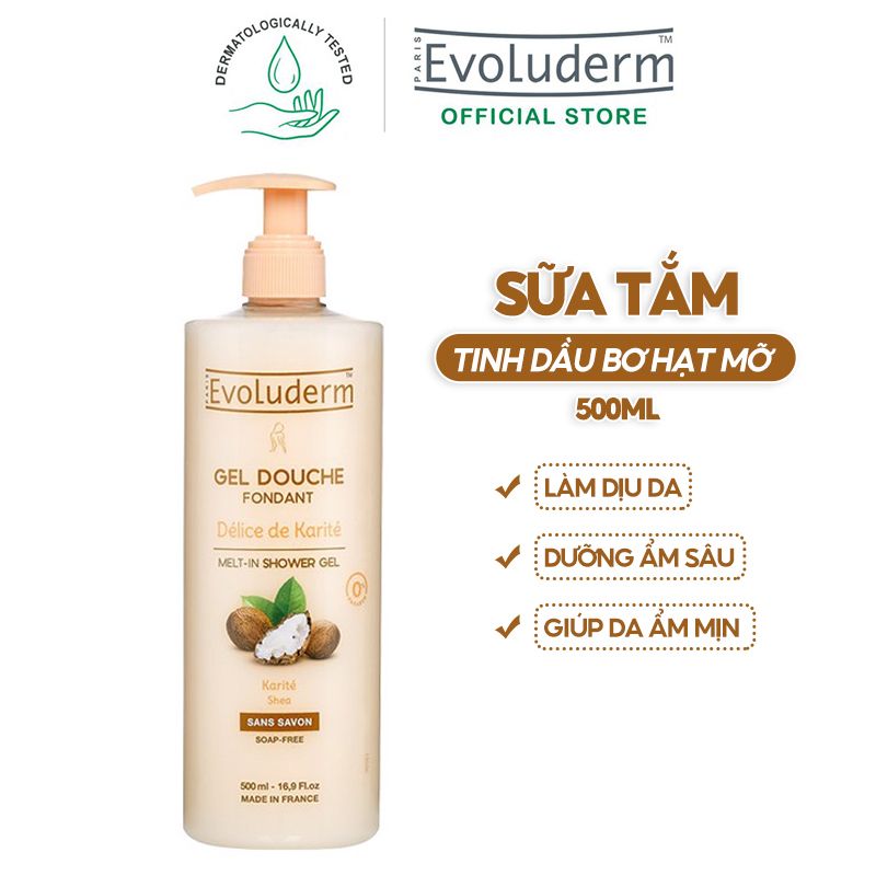 [500ml] Sữa Tắm Tinh Dầu Bơ Hạt Mỡ Evoluderm Delice De Karite Melt-in Shower Gel