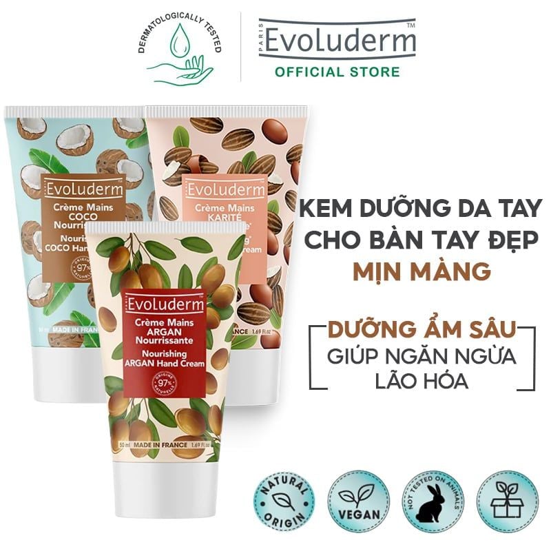 Kem Dưỡng Da Tay Evoluderm Dưỡng Ẩm, Cải Thiện Nếp Nhăn Nourishing Hand Cream 50ml