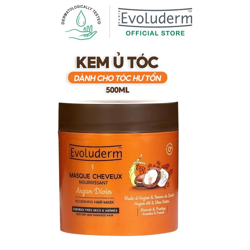 [500ml] Kem Ủ Tóc Dành Cho Tóc Khô Xơ, Hư Tổn Evoluderm Argan Divin Nourishing Hair Mask